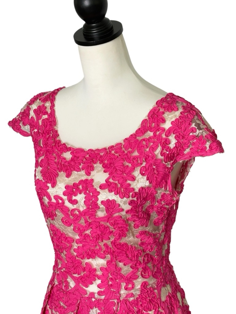 Anthropologie Yoana Baraschi Pink Floral Lace Fit & Flare Dress • Size 6 • READ - Picture 3 of 13